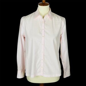 Lands End No Iron Supima Cotton Button Up Blouse Sz PM Blush Pink Career Office